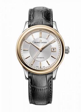 Maurice Lacroix Les Classiques Date Automatic Silver Dial Black Calfskin Leather Automatc Unisex Watch LC6027-PS101-131