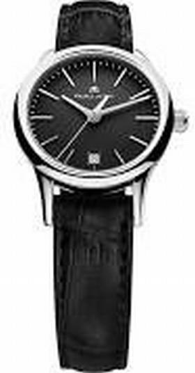 Maurice Lacroix Les Classiques Date Black Dial Black Leather Ladies Quartz Watch LC1113-SS001-330