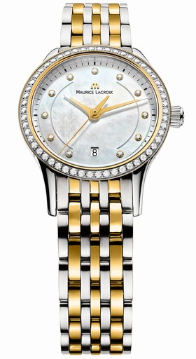 Maurice Lacroix Les Classiques Date Mother Of Pearl Dial Silver-Gold Stainless Steel Ladies Quartz Watch LC1113-PVY23-170
