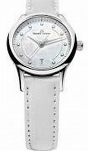 Maurice Lacroix Les Classiques Date Mother Of Pearl Dial White Leather Strap Ladies Quartz Watch LC1113-SS001-170