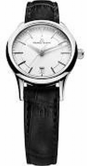 Maurice Lacroix Les Classiques Date Silver Dial Black Leather Ladies Quartz Watch LC1113-SS001-130