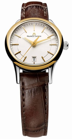 Maurice Lacroix Les Classiques Date White Dial Brown Leather Ladies Quartz Watch LC1113-PVY11-130