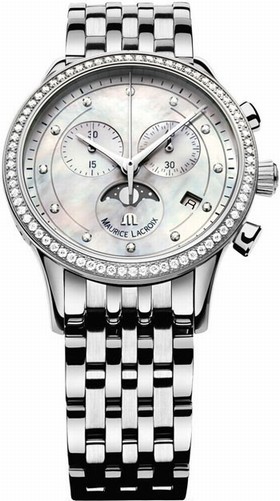 Maurice Lacroix Les Classiques Mother of Pearl Diamond Chronograph Ladies Watch LC1087-SD502-160