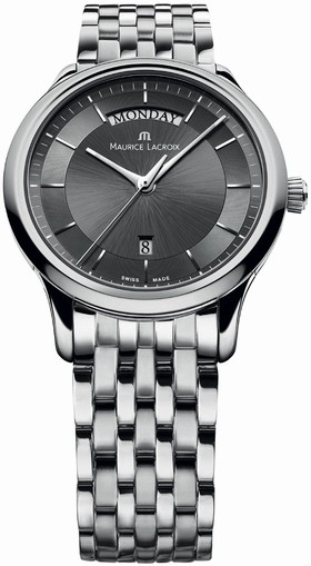Maurice Lacroix Les Classiques Quartz Day Date Black Dial Stainless Steel Men's Quartz Watch LC1227-SS002-330