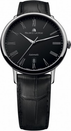 Maurice Lacroix Les Classiques Tradition Automatic Black Dial Black Leather Strap Men's Watch LC6067-SS001-310