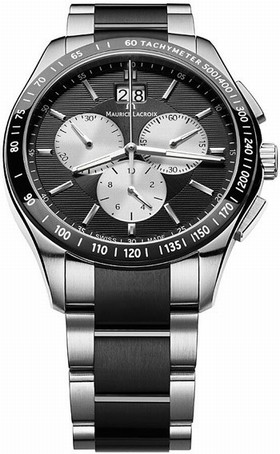Maurice Lacroix Miros Chronograph Black Dial Stainless Steel Men's Watch MI1028-SS002331