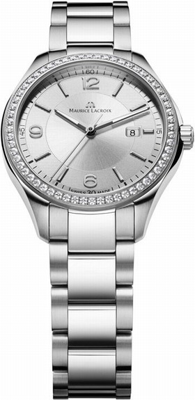 Maurice Lacroix Miros Date Diamond Silver Dial Stainless Steel Ladies Watch MI1014-SD502130