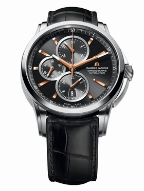 Maurice Lacroix Pontos Chronograph Black Dial Leather Men's Watch PT6188-SS001332