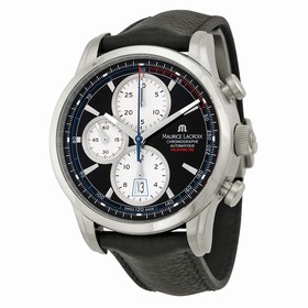 Maurice Lacroix Pontos Chronograph Black Dial Leather Men's Watch PT6288-SS001330