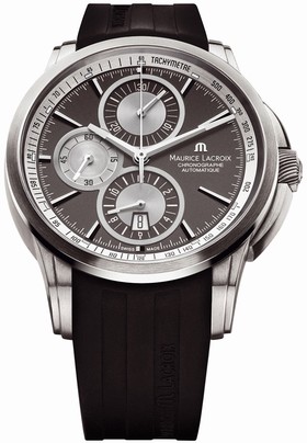 Maurice Lacroix Pontos Chronograph Grey Dial Black Rubber Men's Watch PT6188-TT031-830