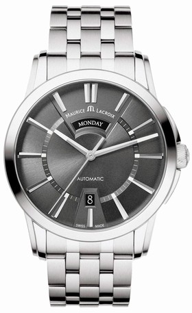 Maurice Lacroix Pontos Day & Date Grey Dial Men's Automatic Stainless Steel Watch PT6158-SS002-23E