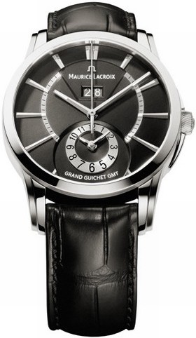 Maurice Lacroix Pontos Grand Guichet Gmt Black Dial Men's Watch PT6208-SS001-330