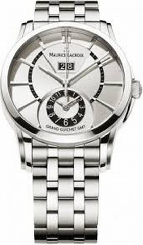 Maurice Lacroix Pontos Grand Guichet GMT Silver Dial Men's Watch PT6208-SS002-130