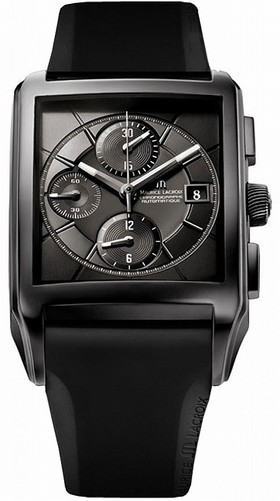 Maurice Lacroix Pontos Rectangulaire Chronograph Black Dial Men's Watch PT6197-SS001331