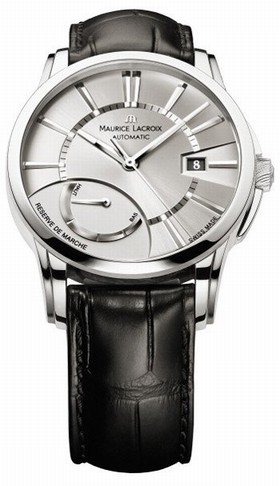 Maurice Lacroix Pontos Reserve De Marche Silver Dial Black Leather Men's Watch PT6168-SS001-131