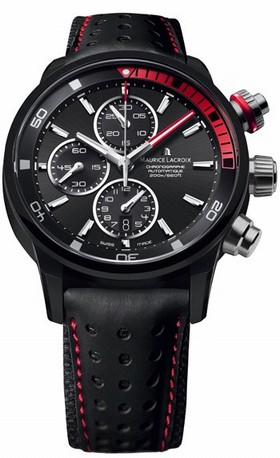 Maurice Lacroix Pontos S Extreme Black Dial Leather Men's Watch PT6028-ALB01-331