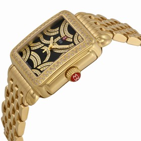 Michele Art of Deco Black Dial Gold-plated Ladies Watch MWW06T000119