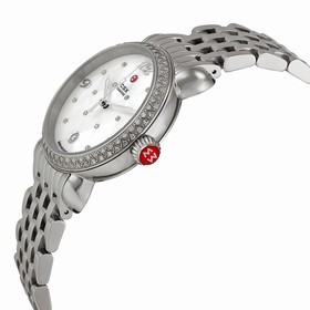 Michele CSX Diamond Quilted Mother of Pearl Dial Stainless Steel Ladies Watch MWW03R000002