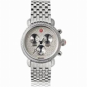 Michele CSX-36 Ultimate Chronograph Pave Diamond Dial Stainless Steel Ladies Watch MWW03C000504