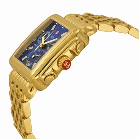 Michele Deco Chronograph Blue Mother of Pearl Dial Gold-plated Ladies Watch MWW06P000221