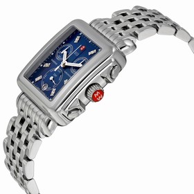 Michele Deco Chronograph Blue Mother of Pearl with .05 ct. Diamond Dial Stainless Steel Bracelet Ladies Watch MWW06P000172