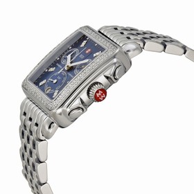 Michele Deco Diamond Chronograph Blue Dial Stainless Steel Ladies Watch MWW06P000219