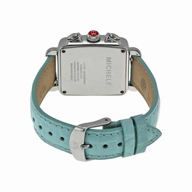 Michele Deco Grey Mother of Pearl Dial Blue Leather Ladies Watch MWW06P000227