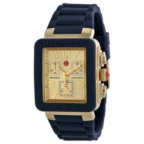 Michele Park Jelly Bean Gold Dial Blue Silicone Ladies Watch MWW06L000027