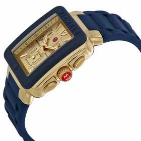 Michele Park Jelly Bean Gold Dial Blue Silicone Ladies Watch MWW06L000027