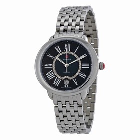 Michele Serein 16 Black Diamond Dial Stainless Steel Ladies Watch MWW21B000026