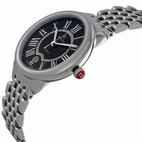 Michele Serein 16 Black Diamond Dial Stainless Steel Ladies Watch MWW21B000026