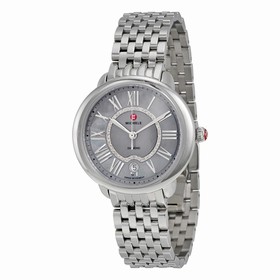Michele Serein 16 Grey Mother of Pearl Diamond Dial Stainless Steel Ladies Watch MWW21B000040