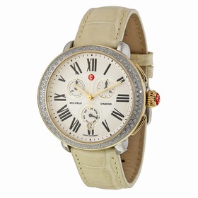 Michele Serein Chronograph Ivory Dial Bone Leather Ladies Watch MWW21A000043