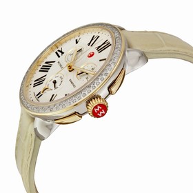 Michele Serein Chronograph Ivory Dial Bone Leather Ladies Watch MWW21A000043