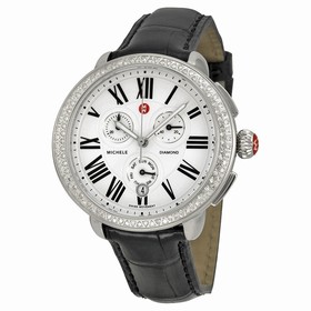 Michele Serein Chronograph Silver Dial Brown Leather Ladies Watch MWW21A000003