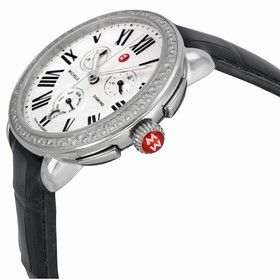Michele Serein Chronograph Silver Dial Brown Leather Ladies Watch MWW21A000003