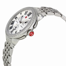 Michele Serein Diamond Silver Dial Chronograph Ladies Watch