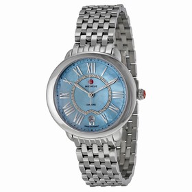Michele Serein Light Blue Mother of Pearl Dial Stainless Steel Ladies Watch MWW21B000044