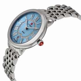 Michele Serein Light Blue Mother of Pearl Dial Stainless Steel Ladies Watch MWW21B000044