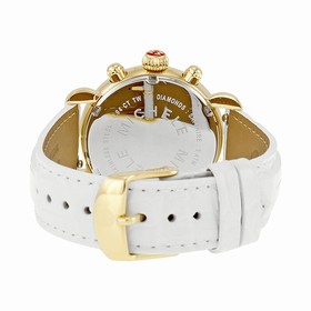 Michele Signature CSX-36 Mother of Pearl Dial Gold-tone White Leather Ladies Watch MWW03M000202