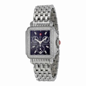 Michele Signature Deco Black Dial Diamond Bezel Stainless Steel Ladies Watch MWW06P000171