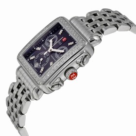 Michele Signature Deco Black Dial Diamond Bezel Stainless Steel Ladies Watch MWW06P000171