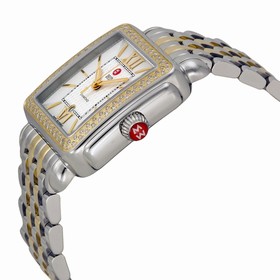 Michele Signature Deco Diamond Silver Guilloche Two-Tone Ladies Watch MWW06T000061