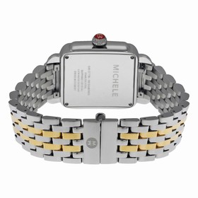 Michele Signature Deco Diamond Silver Guilloche Two-Tone Ladies Watch MWW06T000061