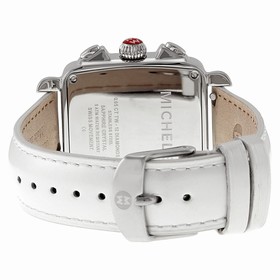 Michele Signature Deco White Mother of Pearl Dial Silver Leather Ladies Watch MWW06P000023