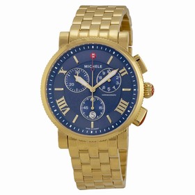Michele Sport Sail Chronograph Blue Dial Gold-plated Ladies Watch MWW01K000105