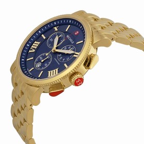 Michele Sport Sail Chronograph Blue Dial Gold-plated Ladies Watch MWW01K000105