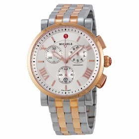 Michele Sport Sail Large Chronograph White Dial Two-tone Ladies Watch MWW01K000104