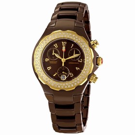 Michele Tahitian Chocolate Ceramic Diamond Gold Ladies Watch MWW12A000012