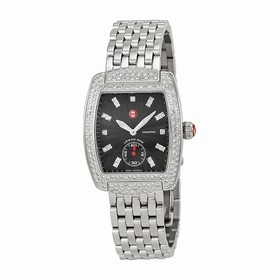 Michele Urban Mini Black Dial Diamond Stainless Steel Ladies Watch MWW02A000464